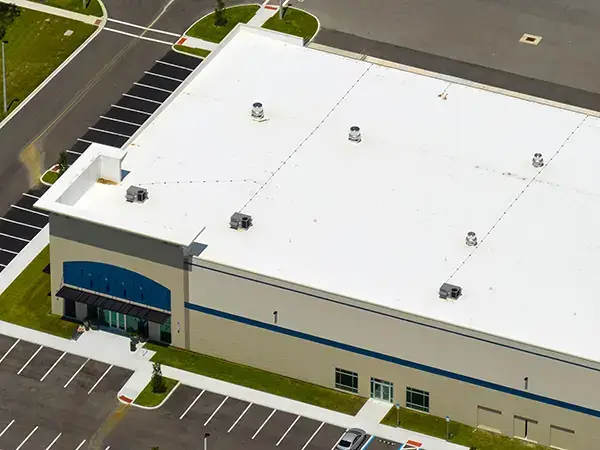 Flat, white commercial roof
